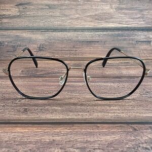 Warby Parker Abe M 2120 Black Gold Aviator Eyeglasses 55-16-145 Unisex